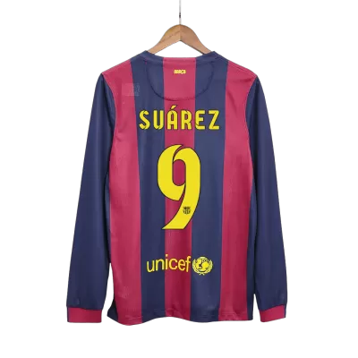 Retro SUÁREZ #9 2014/15 Barcelona Home Long Sleeve Soccer Jersey - Soccerdeal