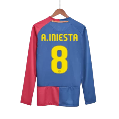 Retro A.INIESTA #8 2008/09 Barcelona Home Long Sleeve Soccer Jersey- UCL Final - Soccerdeal