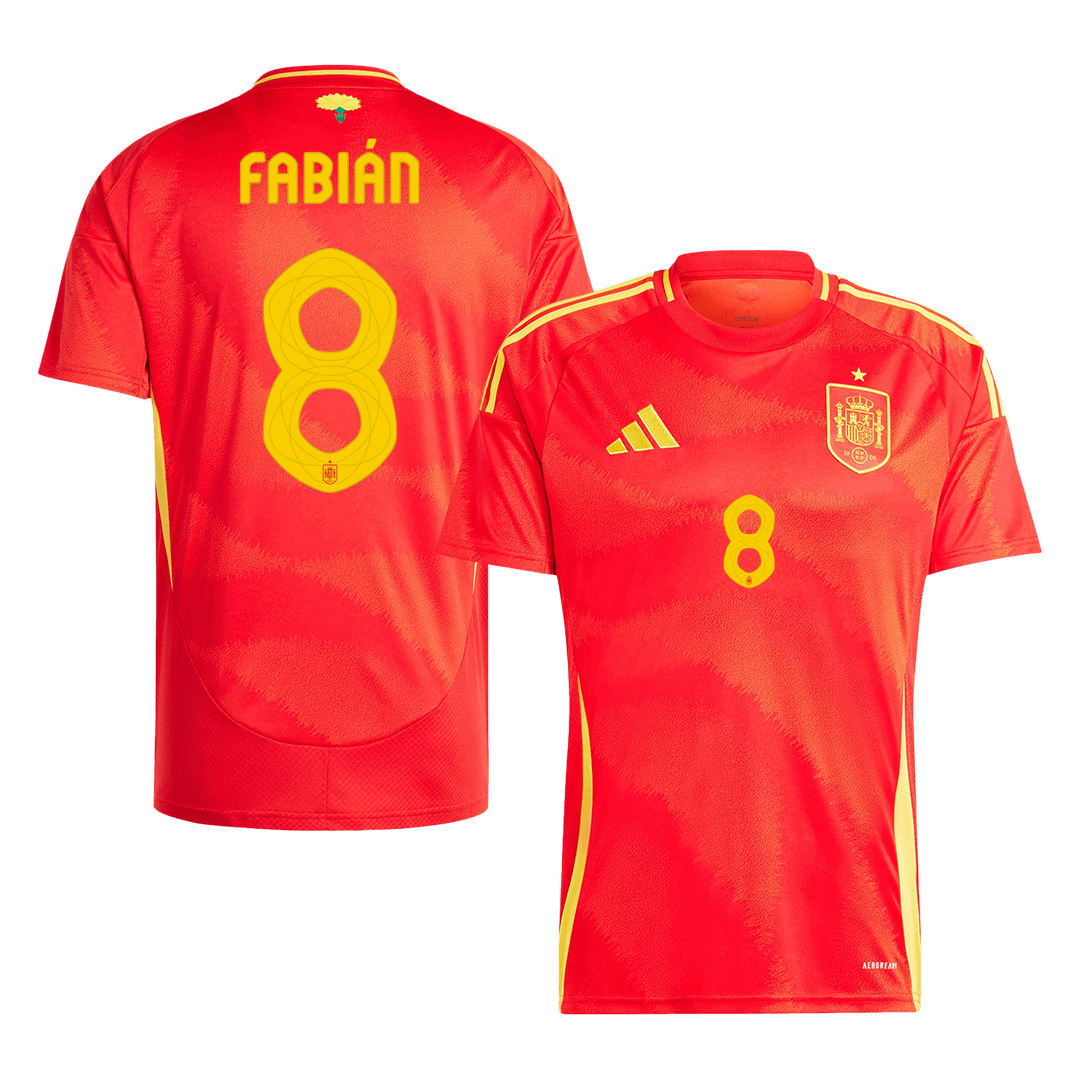 FABIÁN #8 Spain Home Soccer Jersey Euro - Soccerdeal