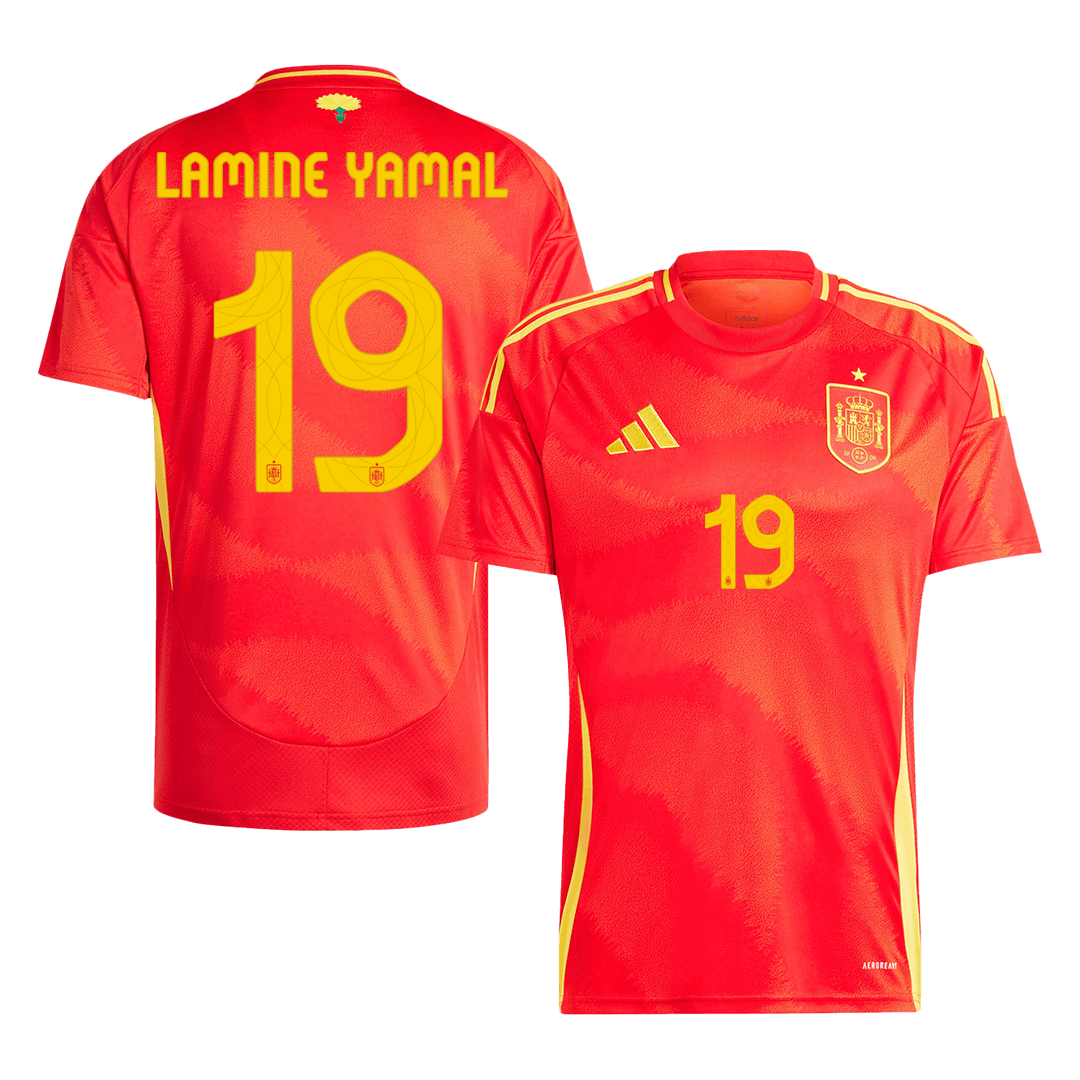 LAMINE YAMAL #19 Spain Home Soccer Jersey Euro - Soccerdeal