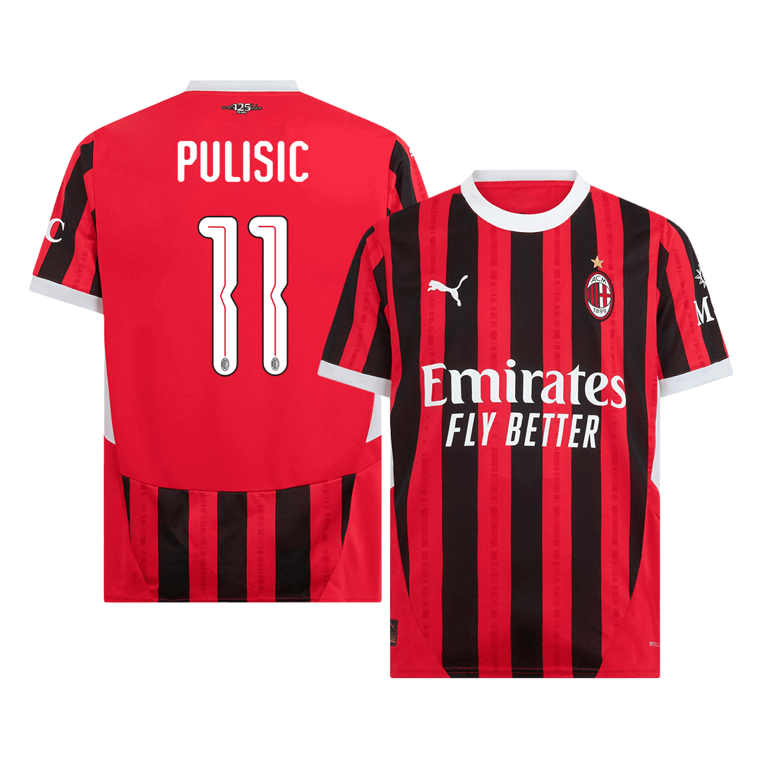PULISIC #11 AC Milan Home Soccer Jersey - UCL - Soccerdeal