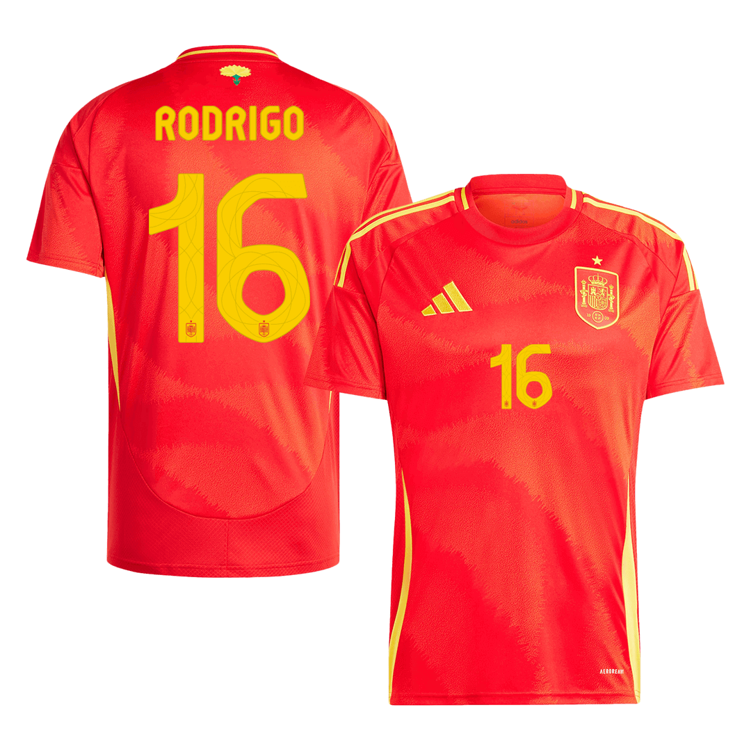 RODRIGO #16 Spain Home Soccer Jersey Euro - Soccerdeal