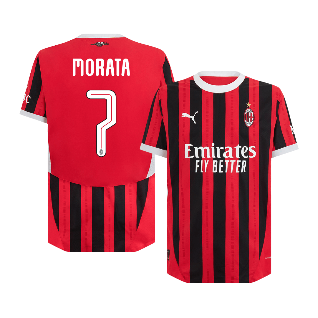 Authentic MORATA #7 AC Milan Home Soccer Jersey - UCL - Soccerdeal