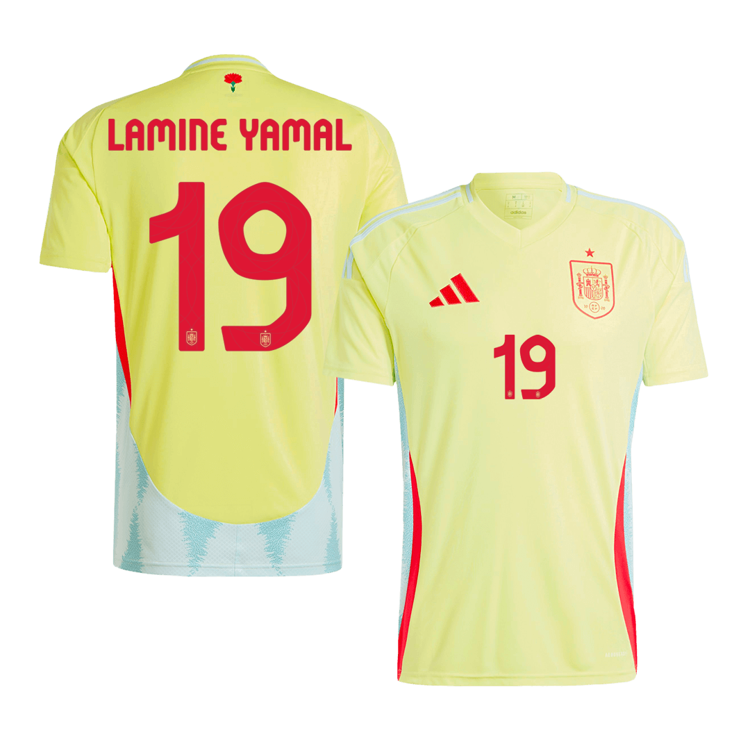 LAMINE YAMAL #19 Spain Away Soccer Jersey Euro - Soccerdeal