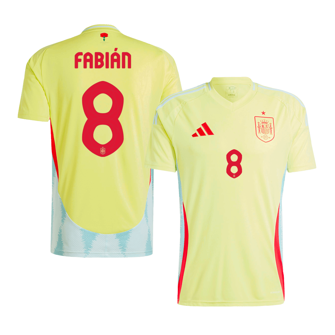 FABIÁN #8 Spain Away Soccer Jersey Euro - Soccerdeal