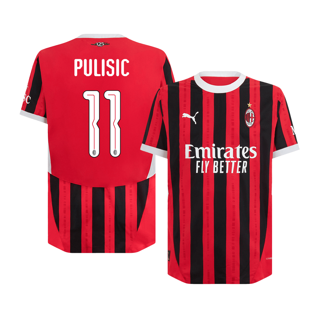 Authentic PULISIC #11 AC Milan Home Soccer Jersey - UCL - Soccerdeal