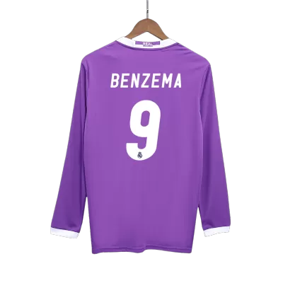 Retro BENZEMA #9 2016/17 Real Madrid Away Long Sleeve Soccer Jersey - Soccerdeal