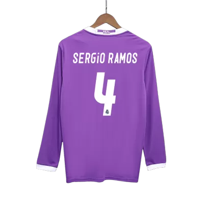 Retro SERGIO RAMOS #4 2016/17 Real Madrid Away Long Sleeve Soccer Jersey - Soccerdeal