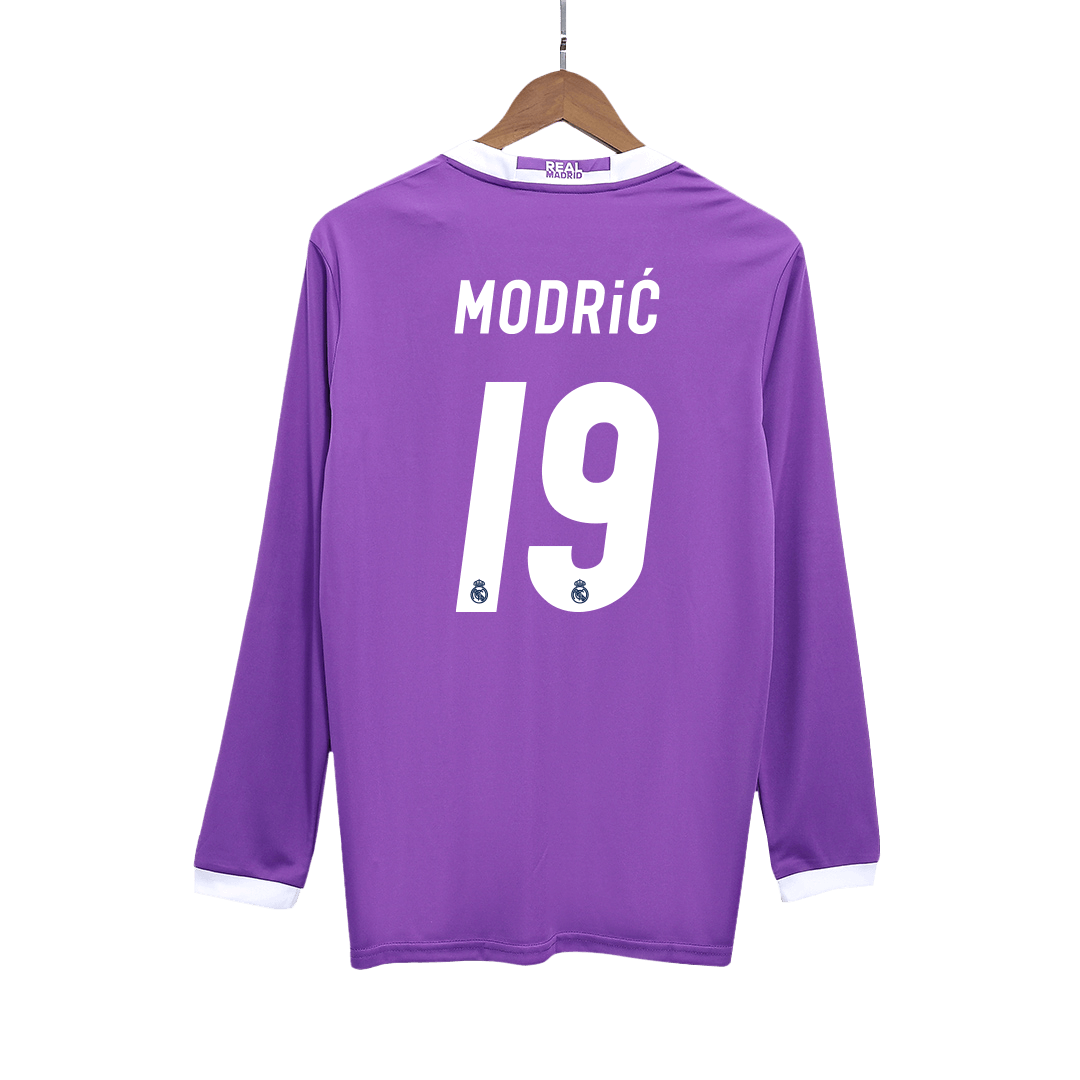 Retro MODRIĆ #19 2016/17 Real Madrid Away Long Sleeve Soccer Jersey - Soccerdeal