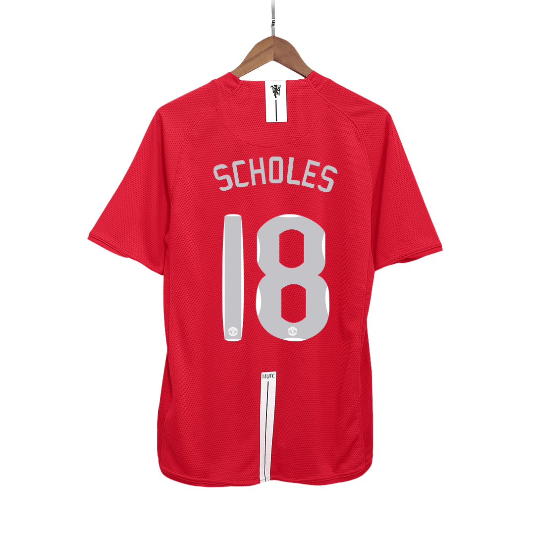 Retro SCHOLES #18 2007/08 Manchester United Home Soccer Jersey - Soccerdeal