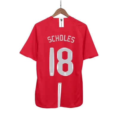 Retro SCHOLES #18 2007/08 Manchester United Home Soccer Jersey- UCL Final - Soccerdeal