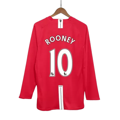 Retro ROONEY #10 2007/08 Manchester United Home Long Sleeve Soccer Jersey - Soccerdeal