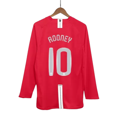 Retro ROONEY #10 2007/08 Manchester United Home Long Sleeve Soccer Jersey- UCL Final - Soccerdeal