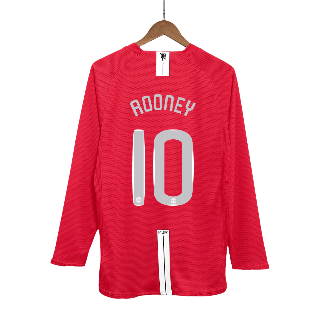 Retro ROONEY #10 2007/08 Manchester United Home Long Sleeve Soccer Jersey - Soccerdeal