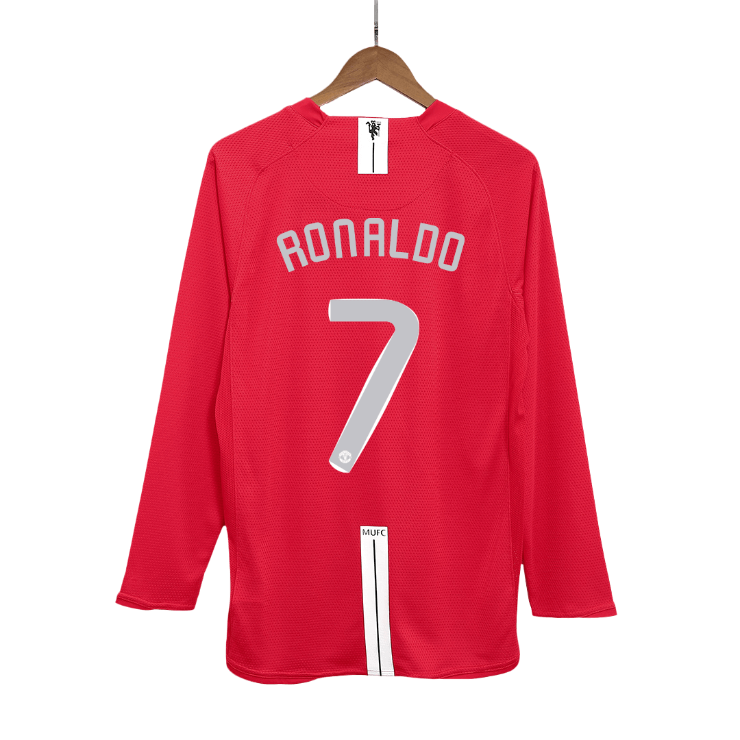 Retro RONALDO #7 2007/08 Manchester United Home Long Sleeve Soccer Jersey - Soccerdeal