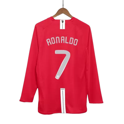 Retro RONALDO #7 2007/08 Manchester United Home Long Sleeve Soccer Jersey- UCL Final - Soccerdeal