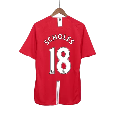 Retro SCHOLES #18 2007/08 Manchester United Home Soccer Jersey - Soccerdeal