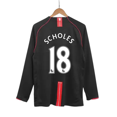 Retro SCHOLES #18 2007/08 Manchester United Away Long Sleeve Soccer Jersey - Soccerdeal