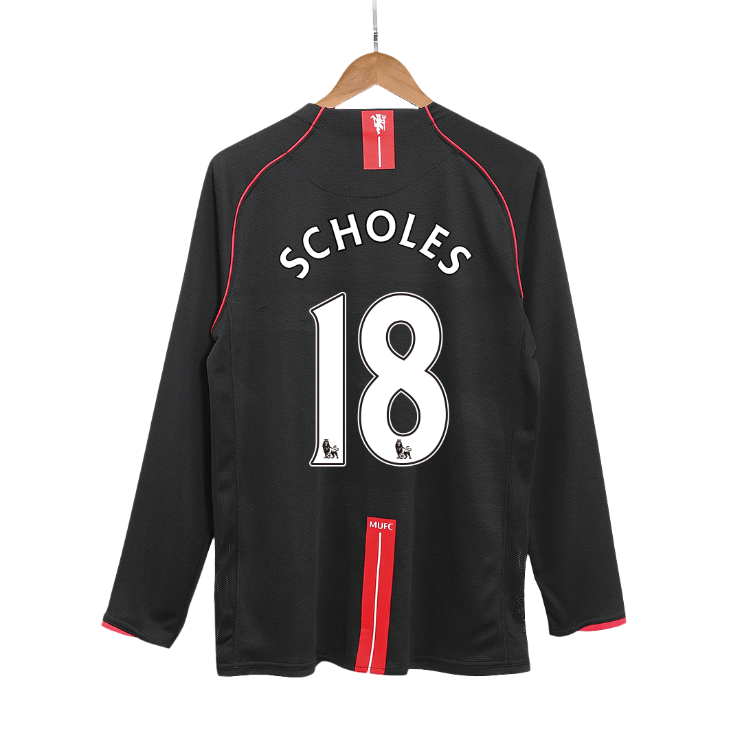 Retro SCHOLES #18 2007/08 Manchester United Away Long Sleeve Soccer Jersey - Soccerdeal
