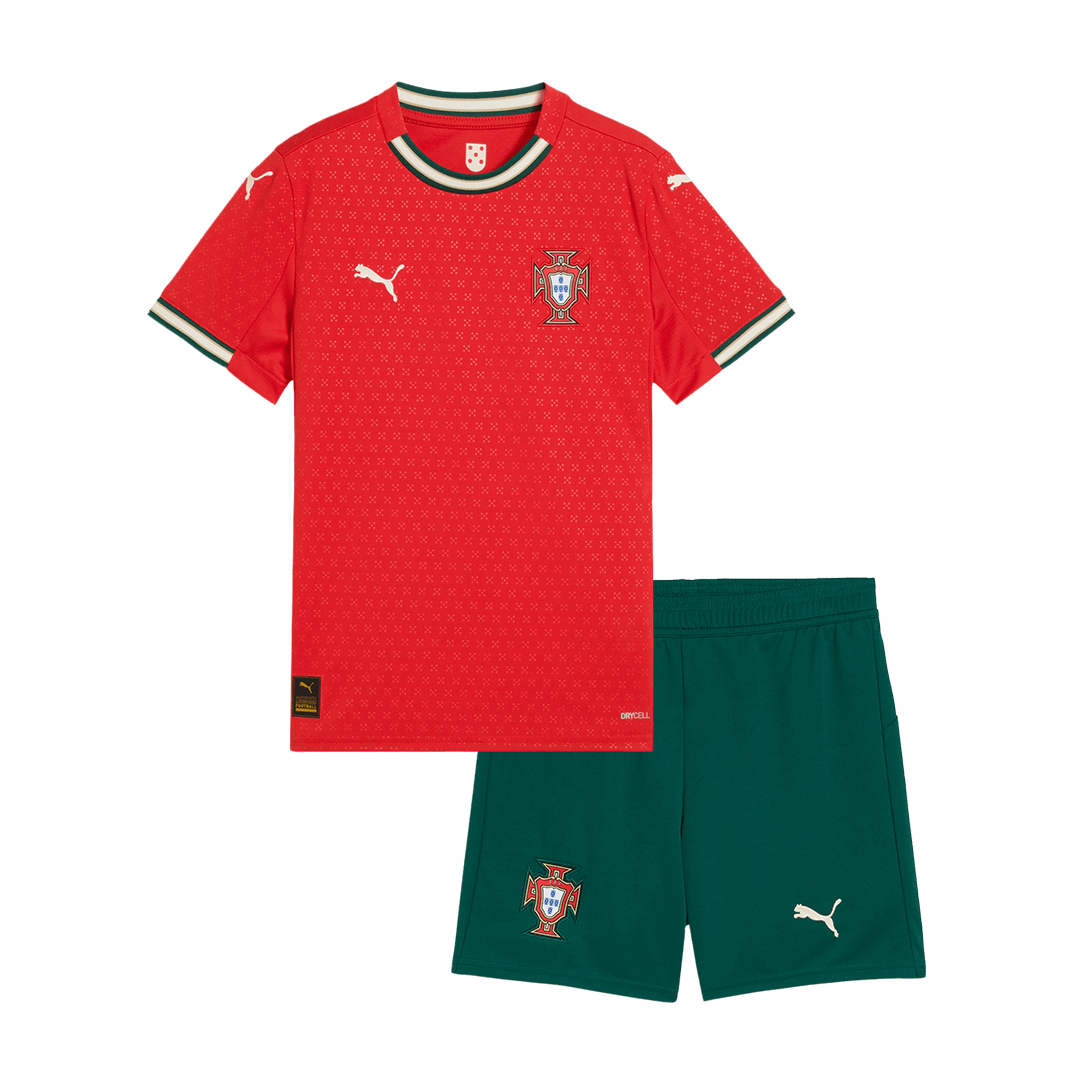 Kid's Portugal Home Soccer Jersey Kit(Jersey+Shorts) 2025 - Soccerdeal