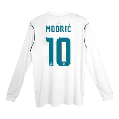 Retro MODRIĆ #10 2017/18 Real Madrid Home Long Sleeve Soccer Jersey - Soccerdeal