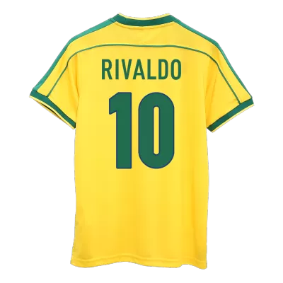 Retro RIVALDO #10 1998 Brazil Home Soccer Jersey - Soccerdeal