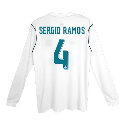 Retro SERGIO RAMOS #4 2017/18 Real Madrid Home Long Sleeve Soccer Jersey - Soccerdeal