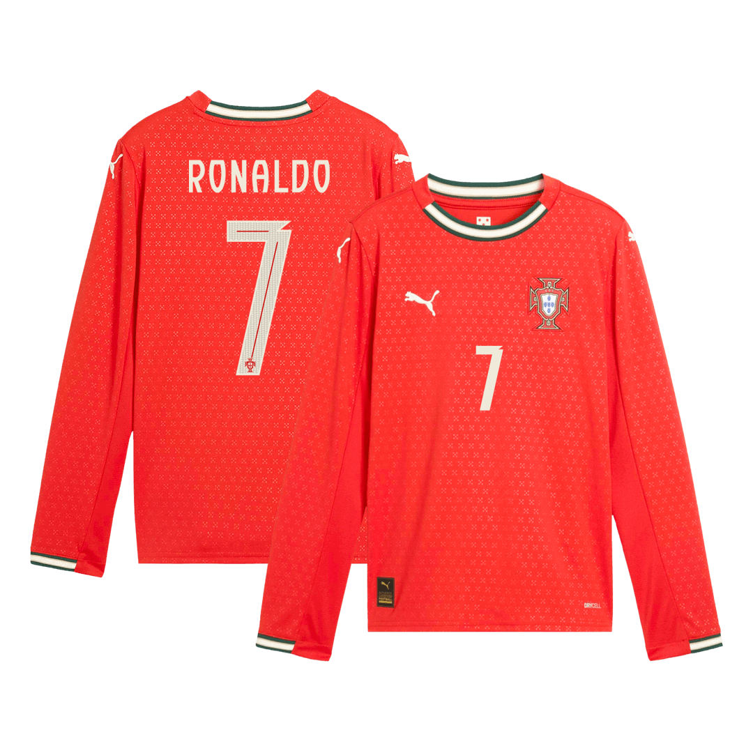 RONALDO #7 Portugal Home Long Sleeve Soccer Jersey 2025 - Soccerdeal
