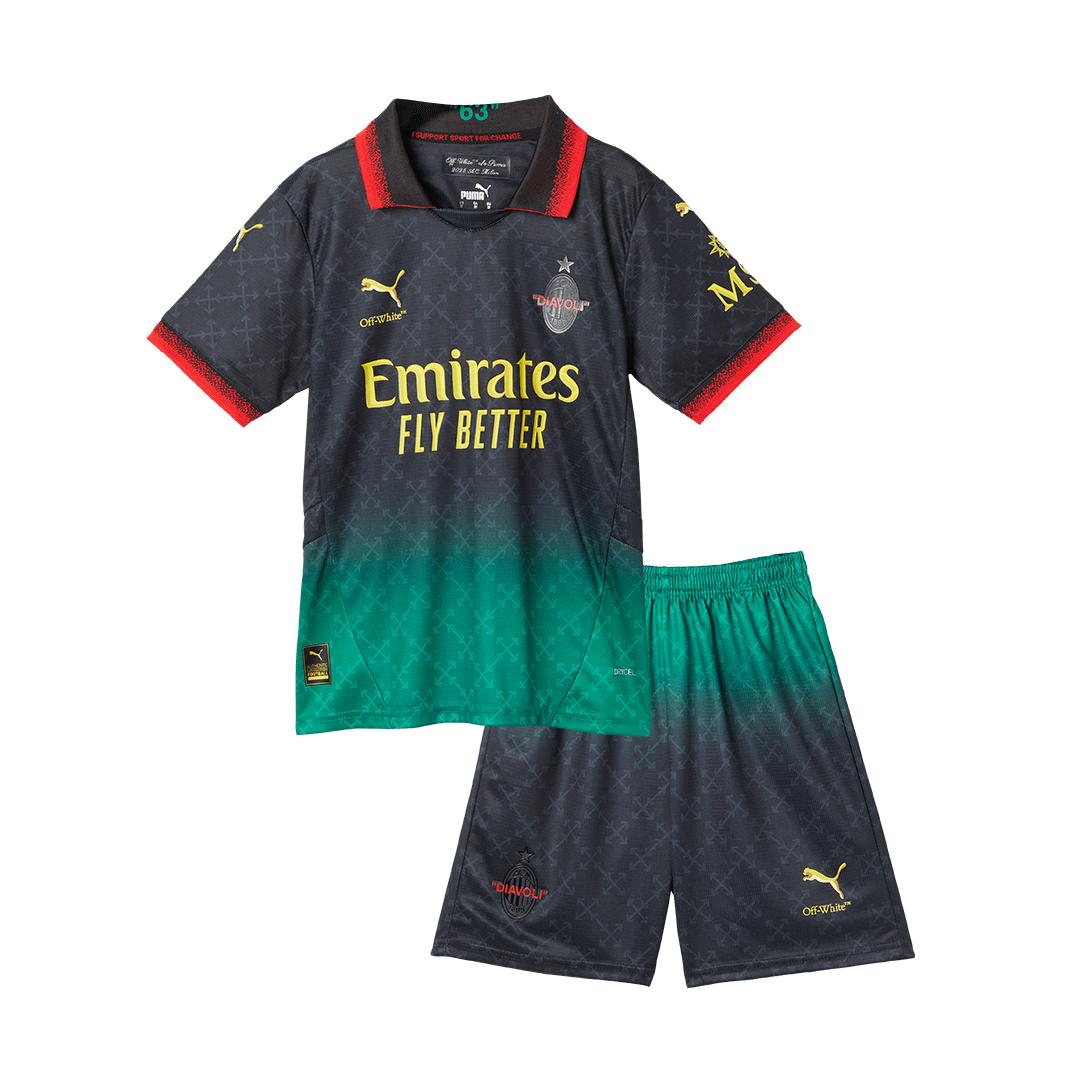 Kid's AC Milan Fourth Away Soccer Jersey Kit(Jersey+Shorts) - Soccerdeal