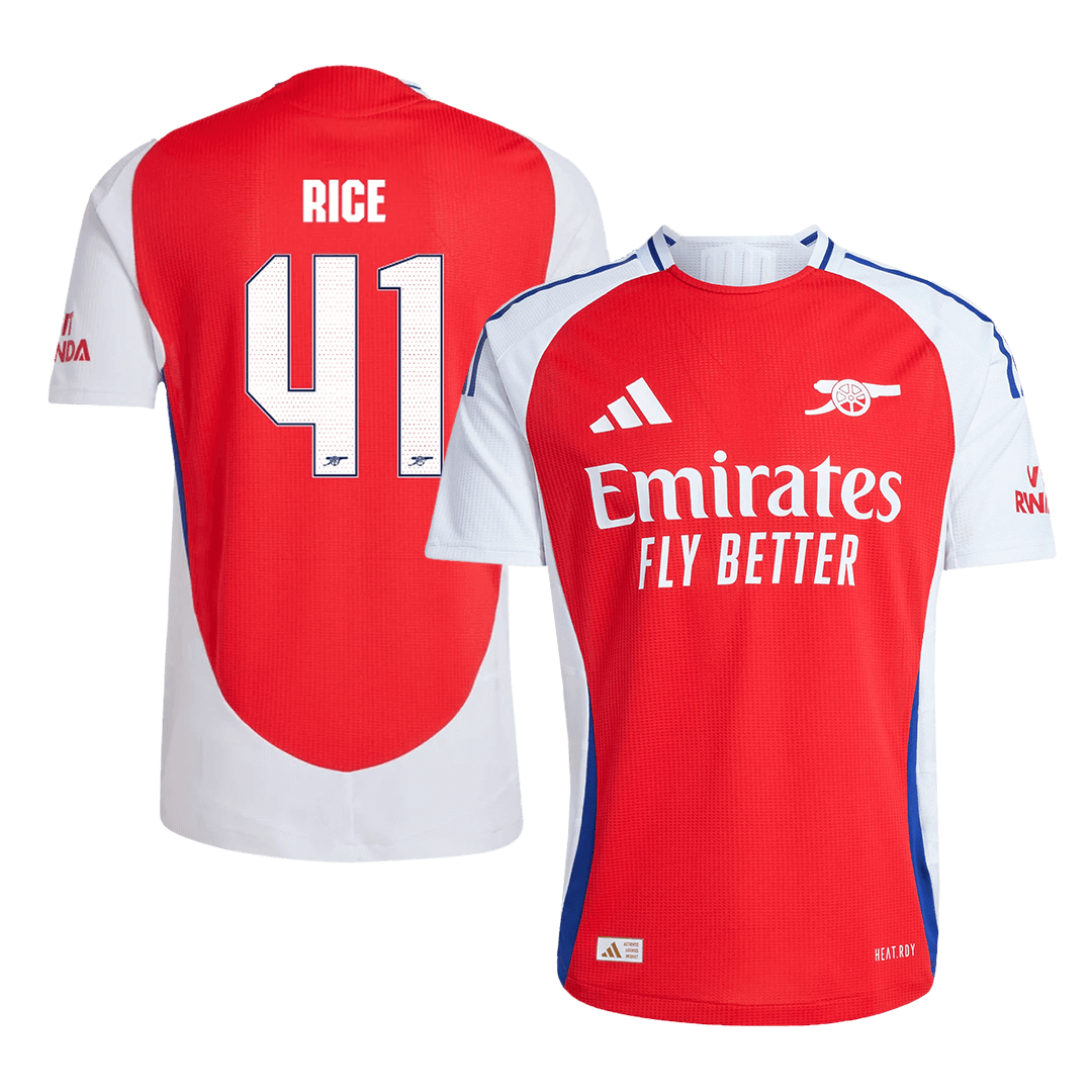 RICE #41 Arsenal Home Soccer Jersey - UCL Player Version - Soccerdeal