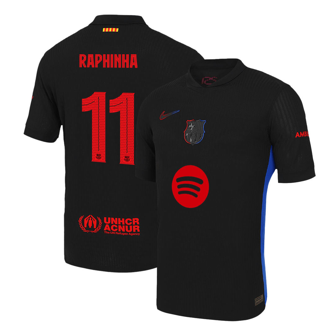 RAPHINHA #11 Barcelona Away Soccer Jersey - UCL (Spotify Logo Without Text) Player Version - Soccerdeal
