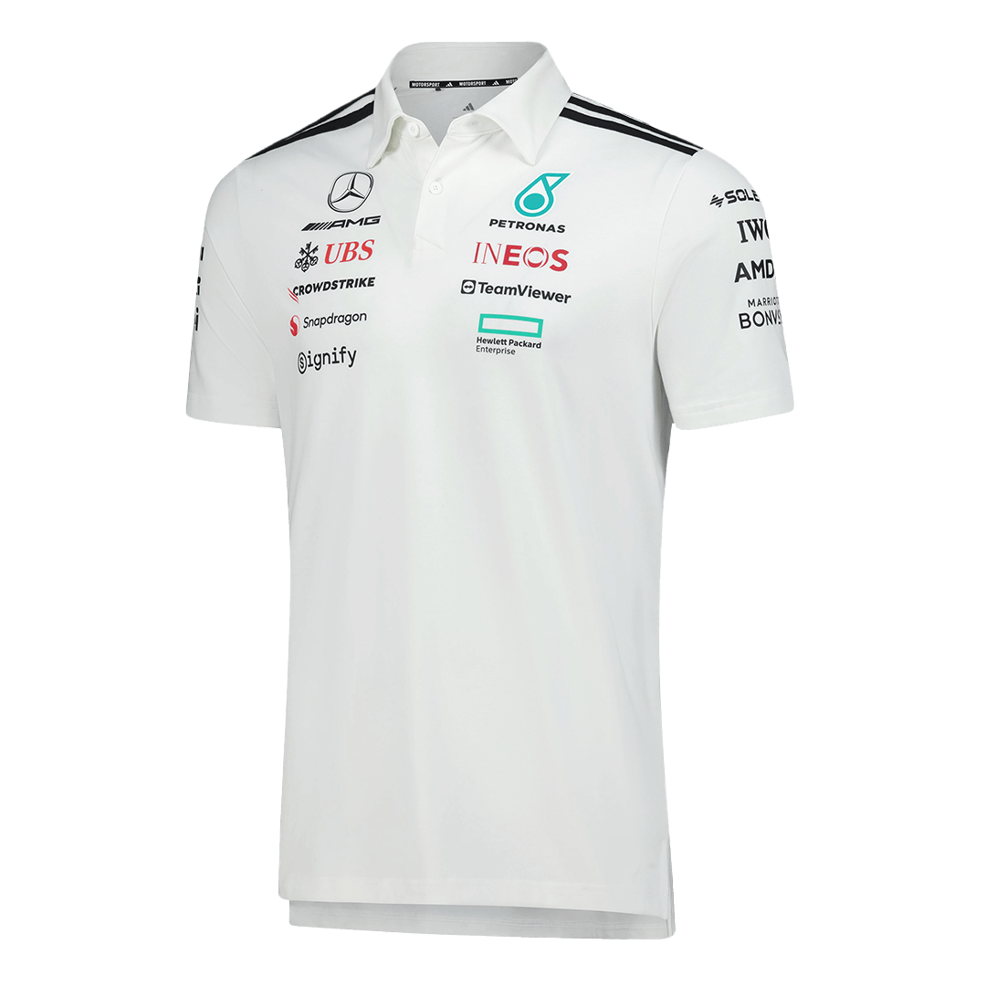Mercedes AMG Petronas F1 Team Polo 2025 White - Soccerdeal
