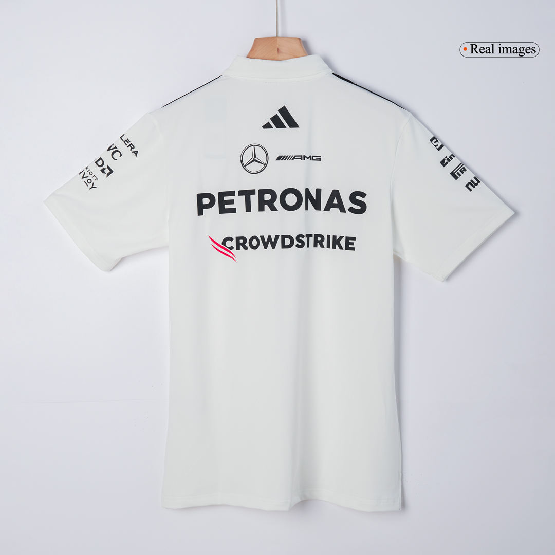 Mercedes AMG Petronas F1 Team Polo 2025 White - Soccerdeal