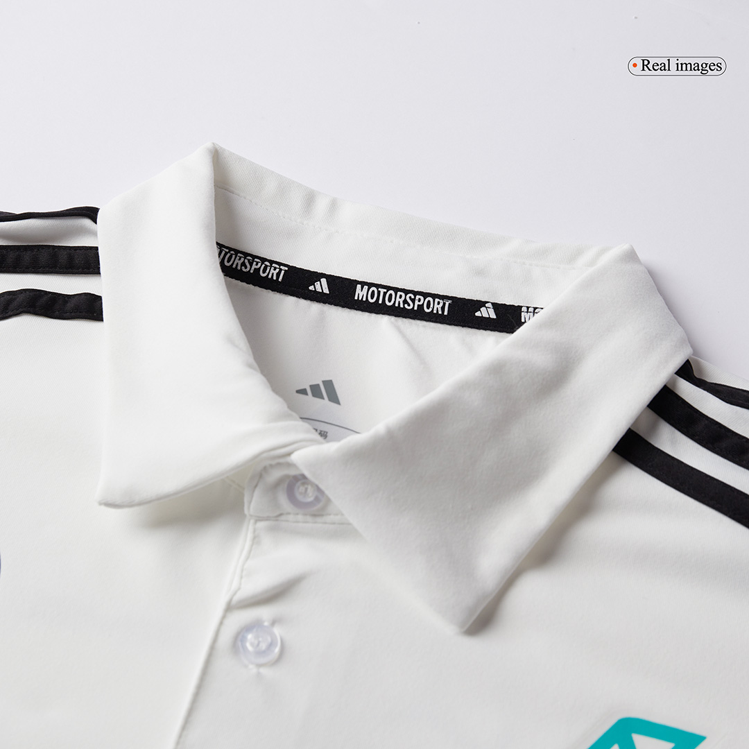 Mercedes AMG Petronas F1 Team Polo 2025 White - Soccerdeal