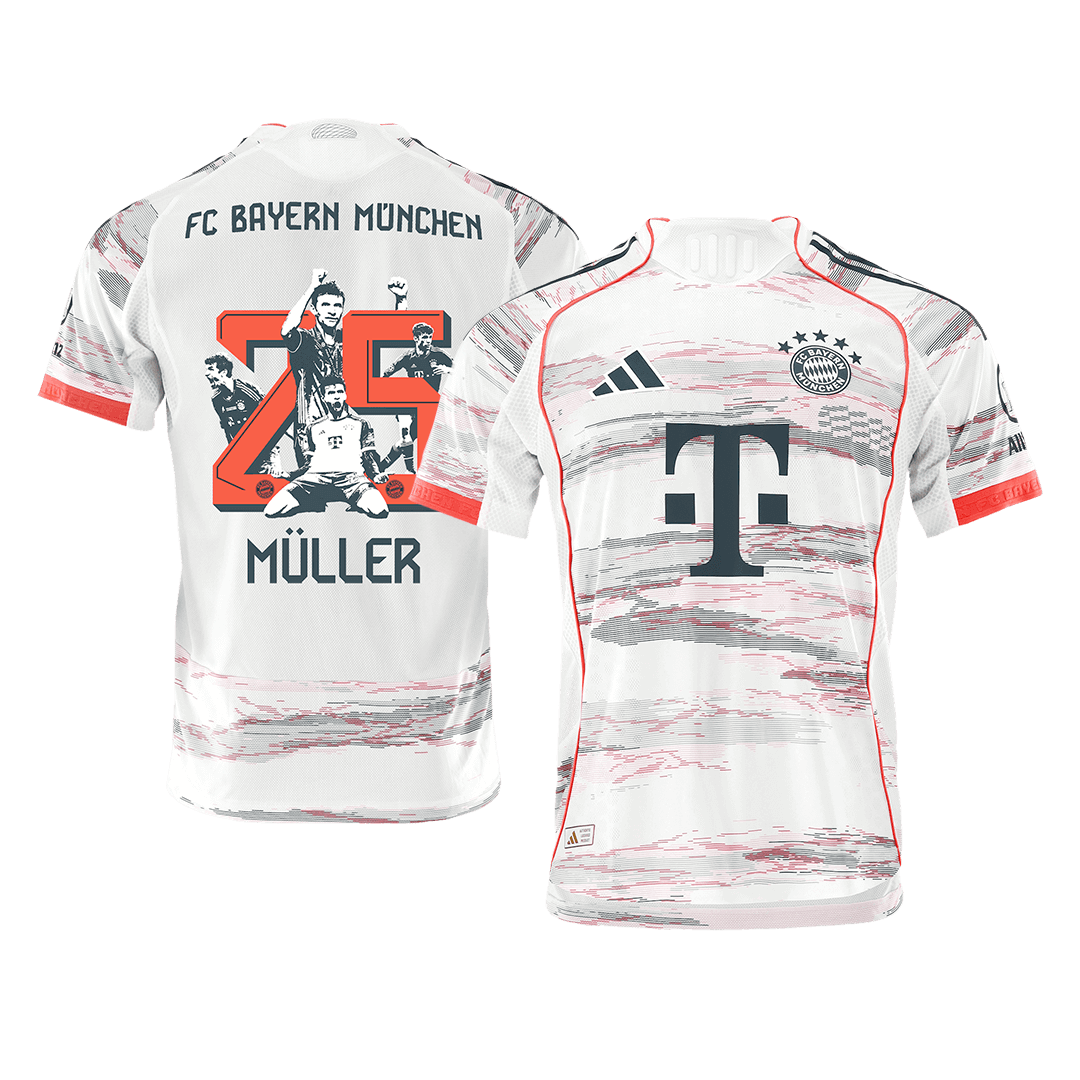 MÜLLER Special #25 Bayern Munich Away Soccer Jersey 2025/26 Player Version - Soccerdeal