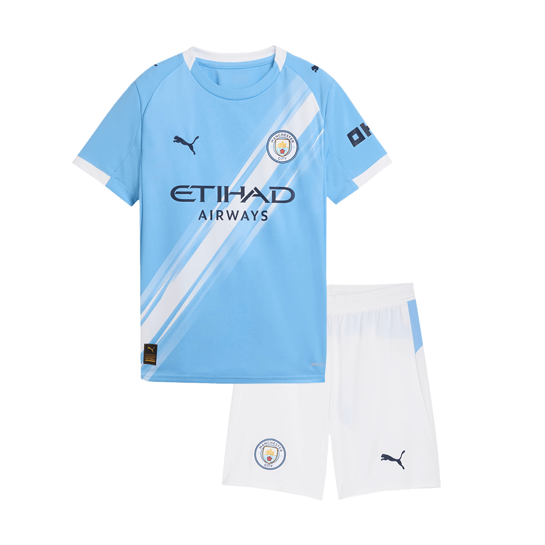 Kid's Manchester City Home Soccer Jersey Kit(Jersey+Shorts) 2025/26 - Soccerdeal