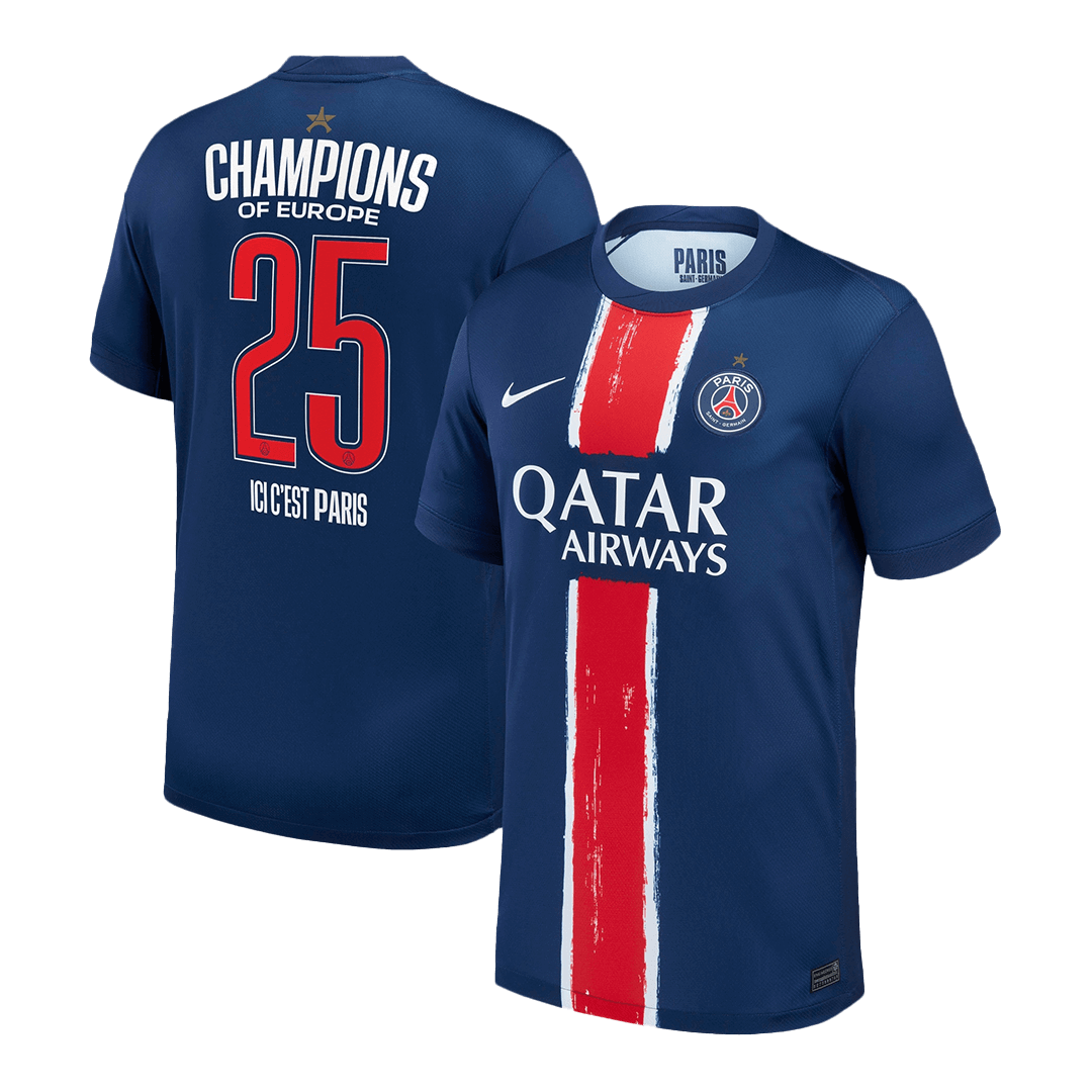CHAMPIONS #25 PSG 
 Home Soccer Jersey - CHAMPIONS OF EUROPE - Soccerdeal