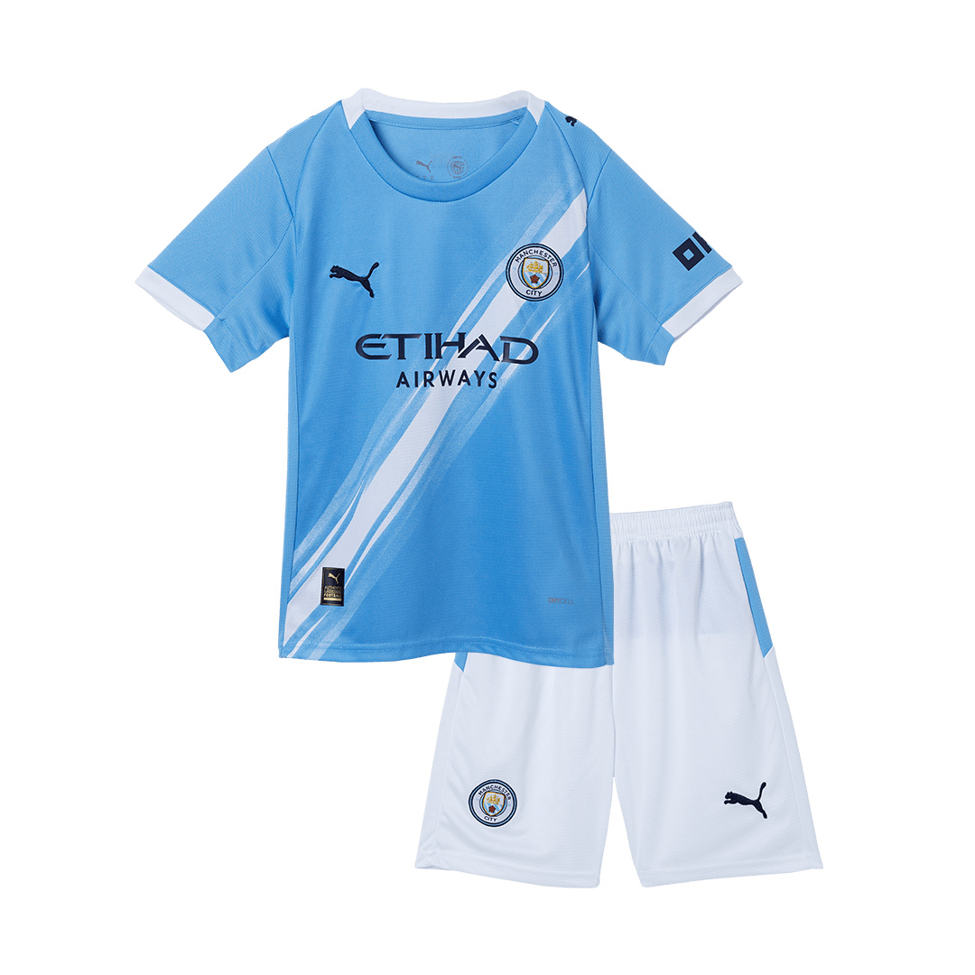 Kid's Manchester City Home Soccer Jersey Kit(Jersey+Shorts) 2025/26 - Soccerdeal
