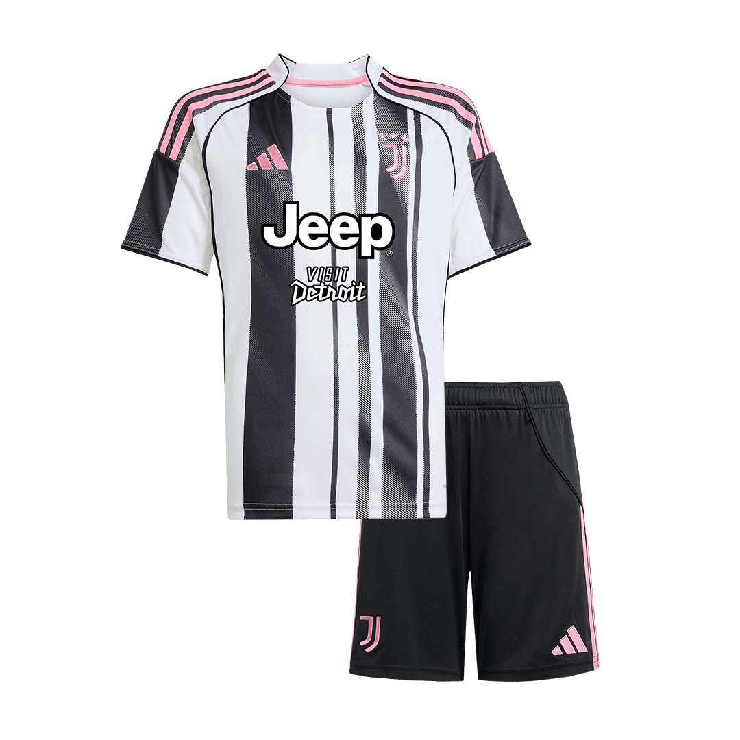 Kid's Juventus Home Soccer Jersey Kit(Jersey+Shorts) 2025/26 - Soccerdeal