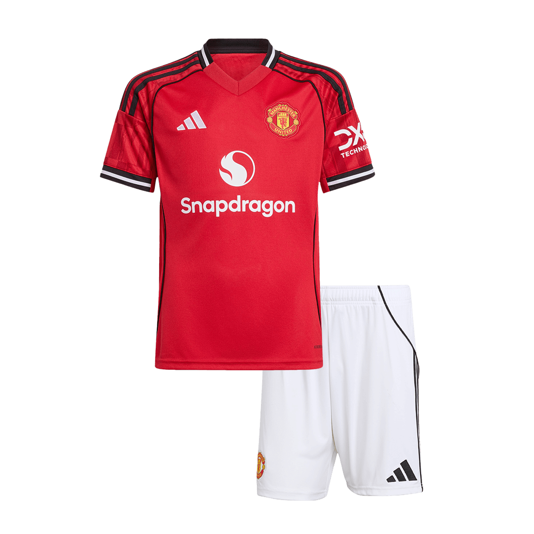 Kid's Manchester United Home Soccer Jersey Kit(Jersey+Shorts) 2025/26 - Soccerdeal