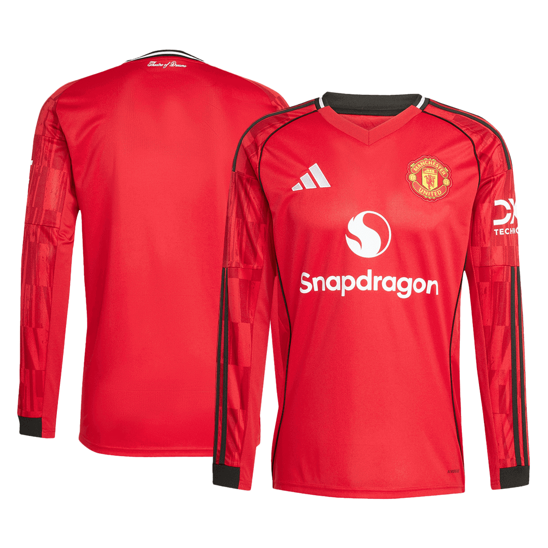 Manchester United Home Long Sleeve Soccer Jersey 2025/26 - Soccerdeal