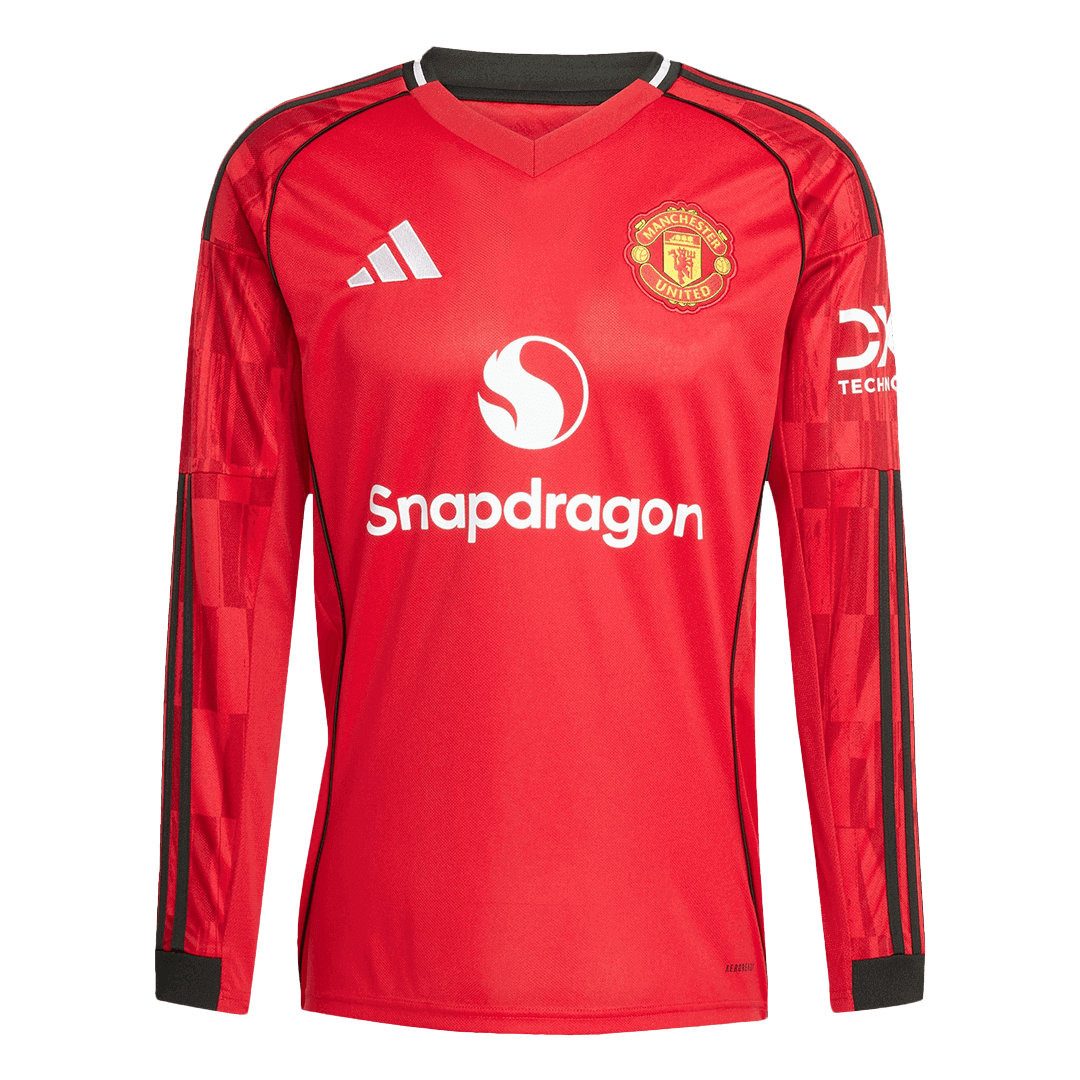 Manchester United Home Long Sleeve Soccer Jersey 2025/26 - Soccerdeal