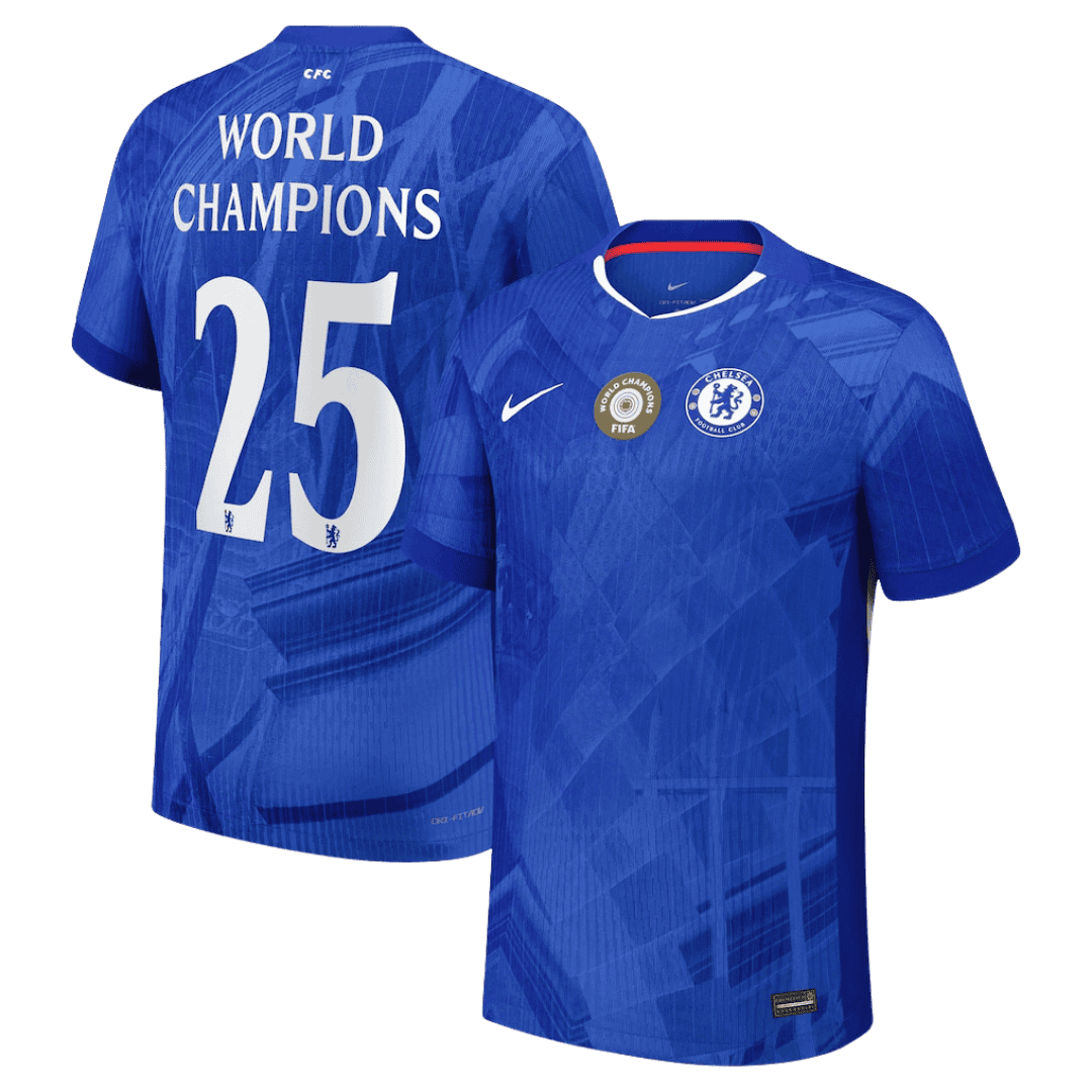 WORLD CHAMPIONS #25 Chelsea Home Soccer Jersey 2025/26 Player Version - Soccerdeal