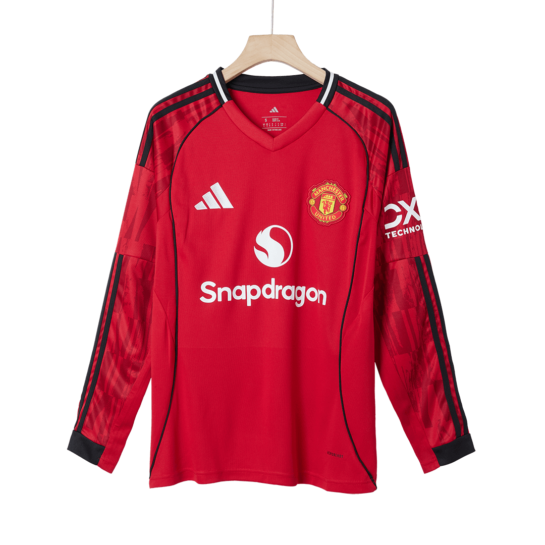 Manchester United Home Long Sleeve Soccer Jersey 2025/26 - Soccerdeal