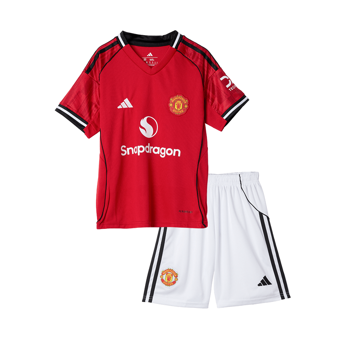 Kid's Manchester United Home Soccer Jersey Kit(Jersey+Shorts) 2025/26 - Soccerdeal