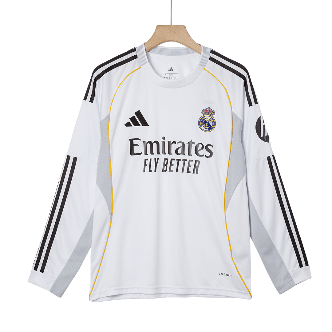 Real Madrid Home Long Sleeve Soccer Jersey 2025/26 - Soccerdeal