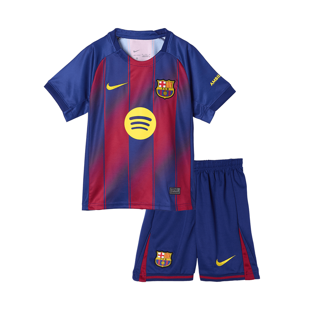 Kid's Barcelona Home Soccer Jersey Kit(Jersey+Shorts) 2025/26 - Soccerdeal