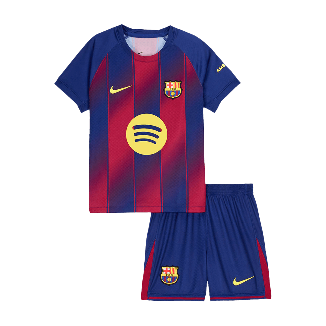 Kid's Barcelona Home Soccer Jersey Kit(Jersey+Shorts) 2025/26 - Soccerdeal