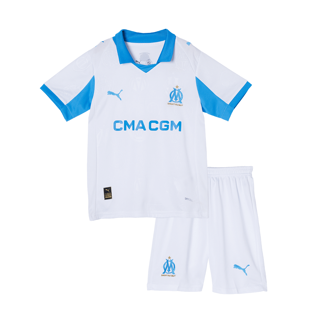 Kid's Marseille Home Soccer Jersey Kit(Jersey+Shorts) 2025/26 - Soccerdeal
