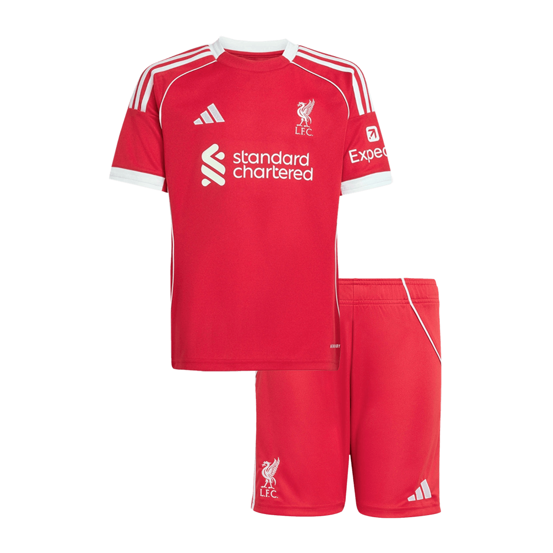Kid's Liverpool Home Soccer Jersey Kit(Jersey+Shorts) 2025/26 - Soccerdeal